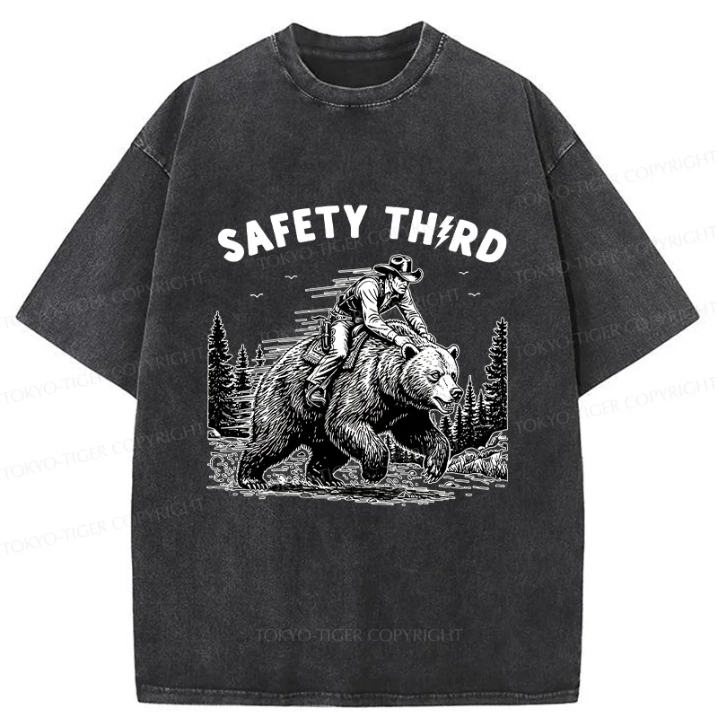 Tokyo-Tiger Human Riding A Bear Washed T-Shirt