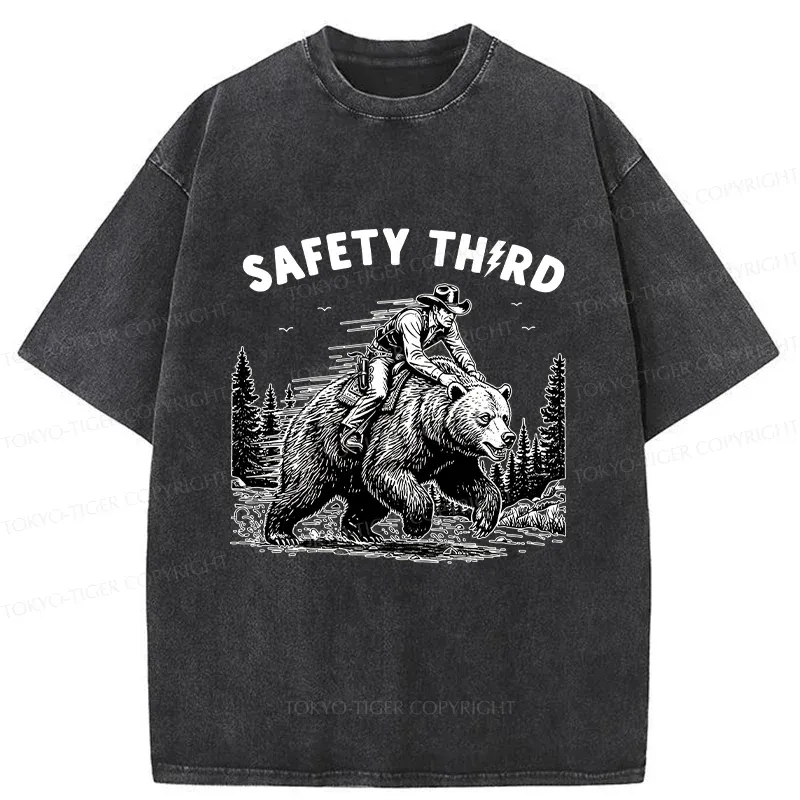 Tokyo-Tiger Human Riding A Bear Washed T-Shirt