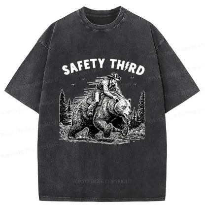 Tokyo-Tiger Human Riding A Bear Washed T-Shirt