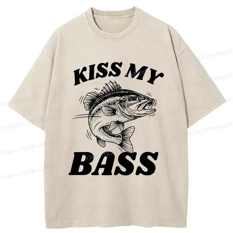 Tokyo-Tiger Bass Pun Funny Washed T-Shirt