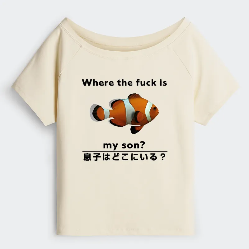 Tokyo-Tiger Fish Looking For Son Off Shoulder T-Shirt