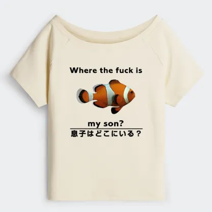 Tokyo-Tiger Fish Looking For Son Off Shoulder T-Shirt