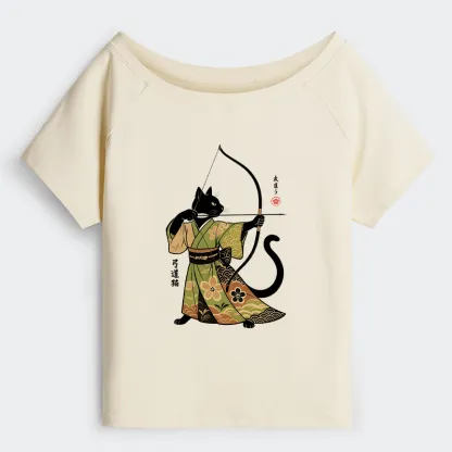 Tokyo-Tiger Japan Cat Archery Off Shoulder T-Shirt