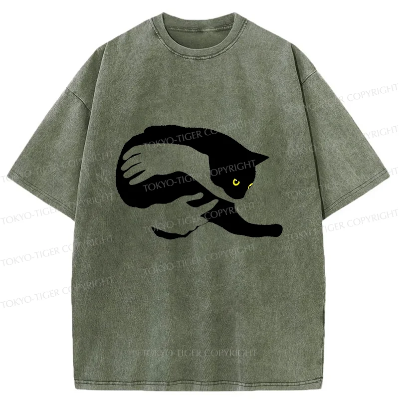 Tokyo-Tiger Holding A Cat Washed T-Shirt