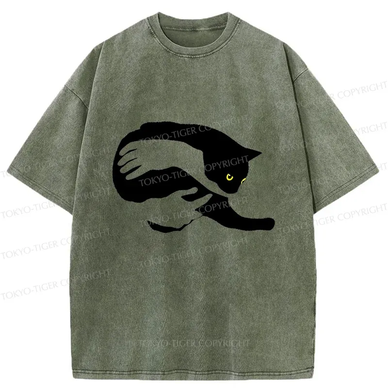 Tokyo-Tiger Holding A Cat Washed T-Shirt