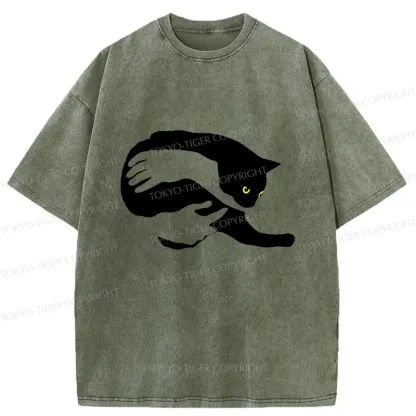 Tokyo-Tiger Holding A Cat Washed T-Shirt