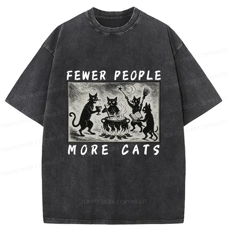 Tokyo-Tiger More Cats Funny Washed T-Shirt