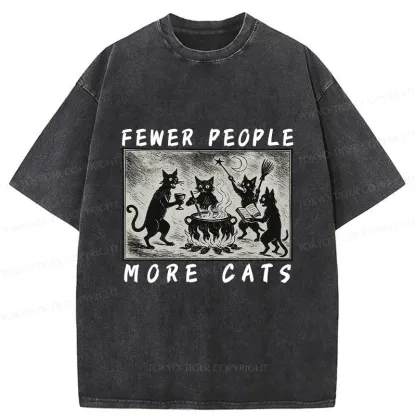 Tokyo-Tiger More Cats Funny Washed T-Shirt