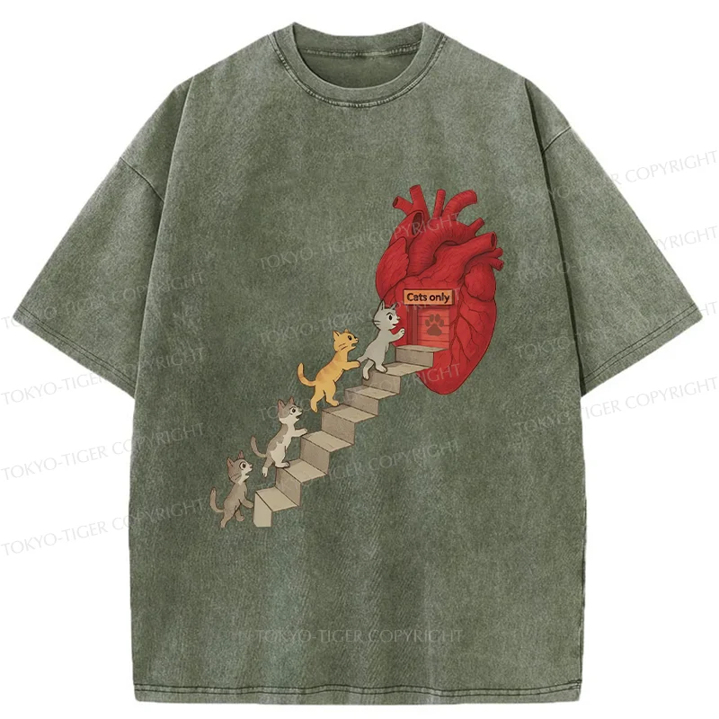 Tokyo-Tiger There's Only Cats In My Heart Washed T-Shirt