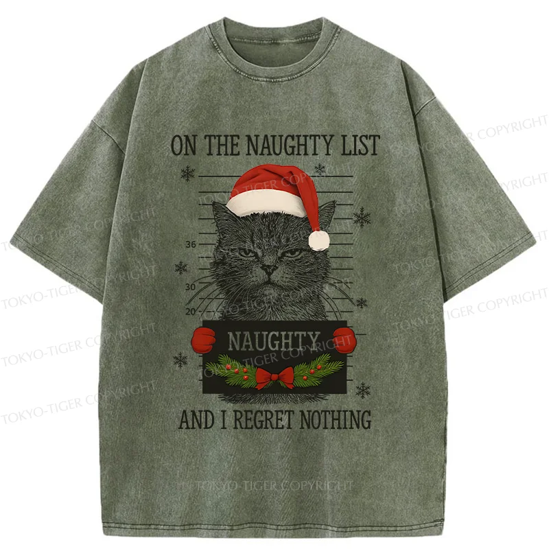 Tokyo-Tiger Christmas Naughty Cat Washed T-Shirt