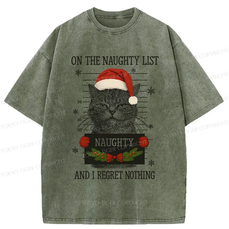 Tokyo-Tiger Christmas Naughty Cat Washed T-Shirt Sale