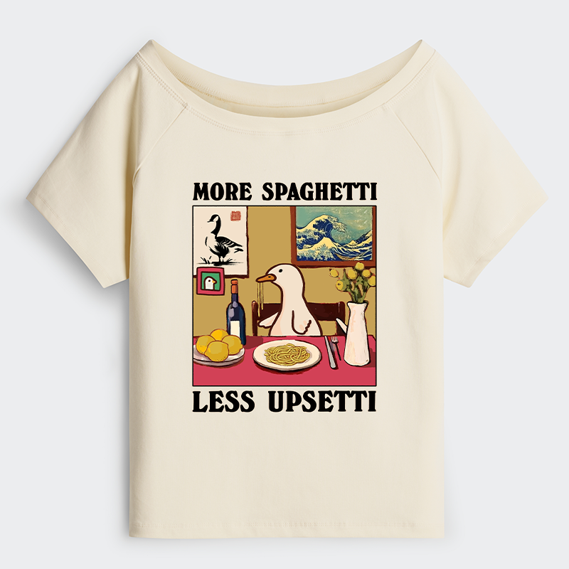 Tokyo-Tiger More Spaghetti Less Upsetti Goose Off Shoulder T-Shirt