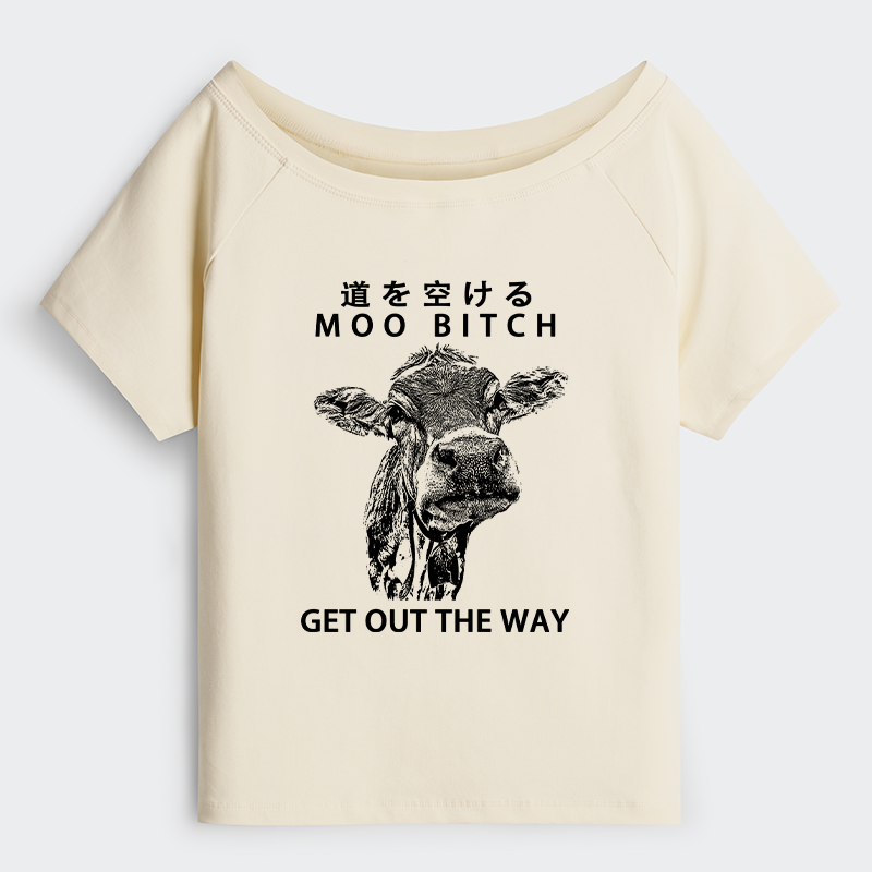 Tokyo-Tiger Funny Cow Off Shoulder T-Shirt