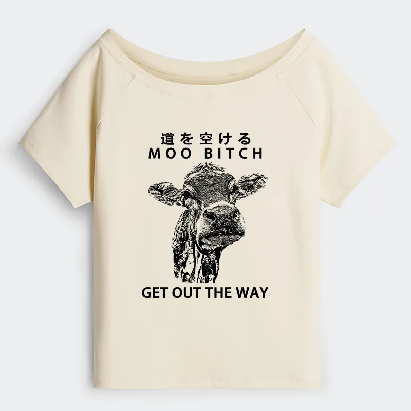 Tokyo-Tiger Funny Cow Off Shoulder T-Shirt