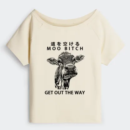 Tokyo-Tiger Funny Cow Off Shoulder T-Shirt