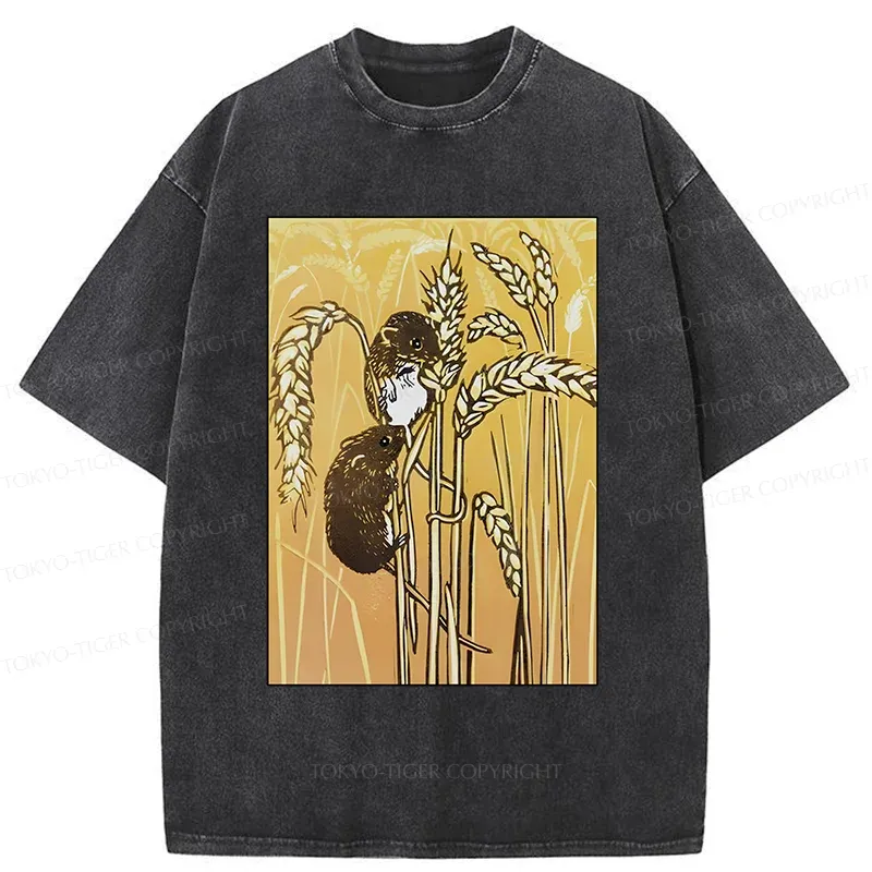 Tokyo-Tiger Rats Steal Rice Washed T-Shirt