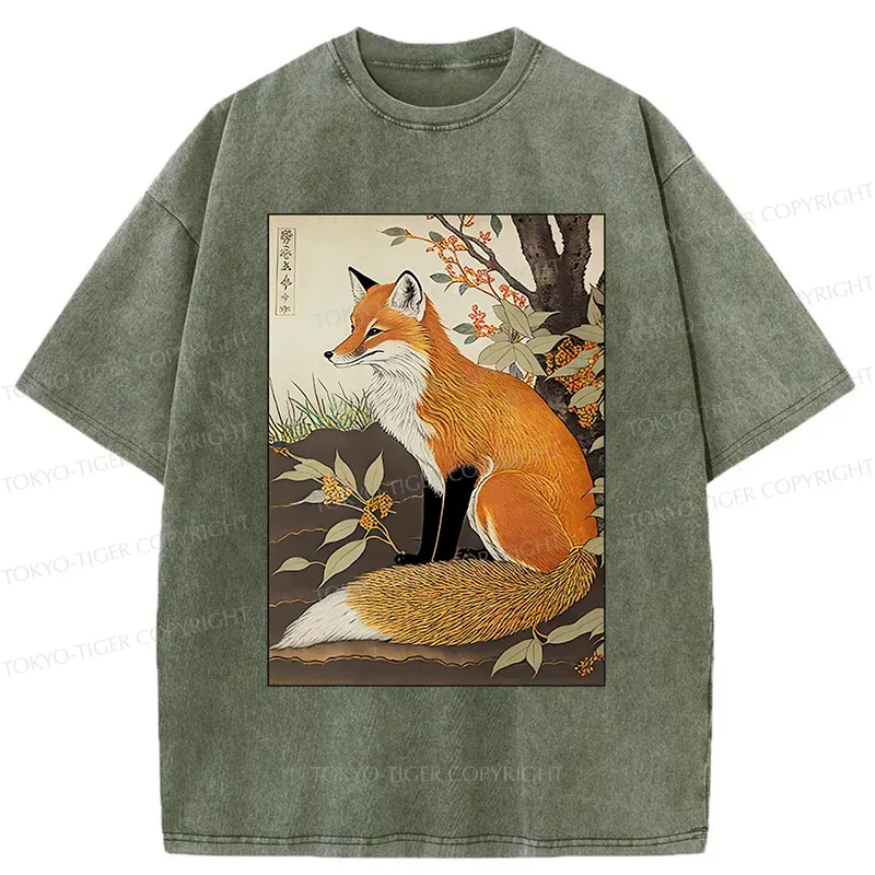 Tokyo-Tiger Ukiyo-e Fox Washed T-Shirt