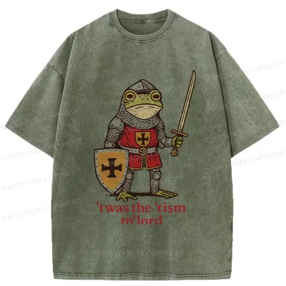 Tokyo-Tiger Frog Knight Funny Washed T-Shirt