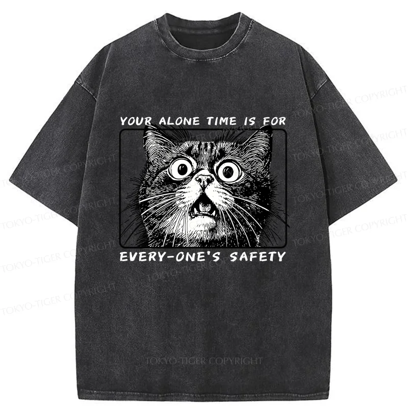 Tokyo-Tiger Cat Alone Meme Washed T-Shirt