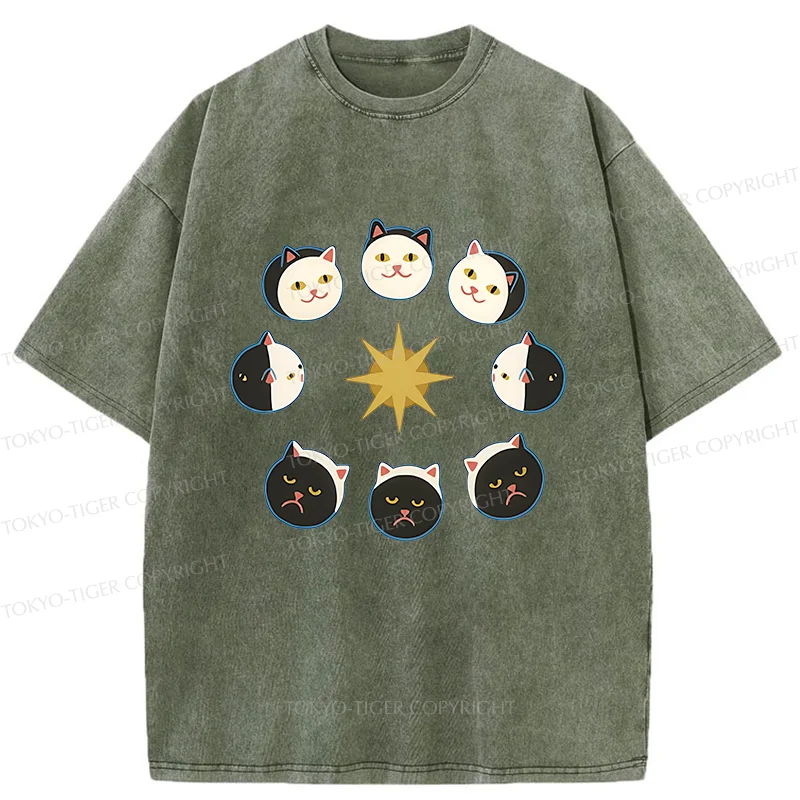 Tokyo-Tiger Eclipse Cat Washed T-Shirt