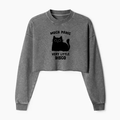 Tokyo-Tiger More Disco Funny Washed Crop Sweatshirt