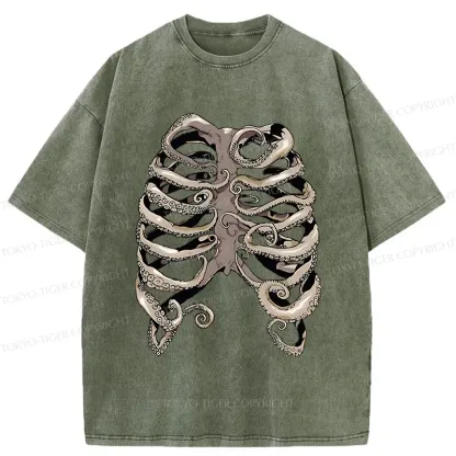 Tokyo-Tiger Octopus Skeleton Washed T-Shirt