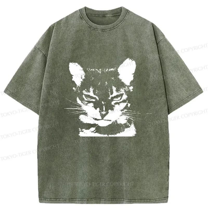 Tokyo-Tiger Smirking Cat Washed T-Shirt