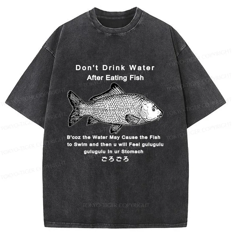 Tokyo-Tiger Stomach Rumbling Funny Washed T-Shirt