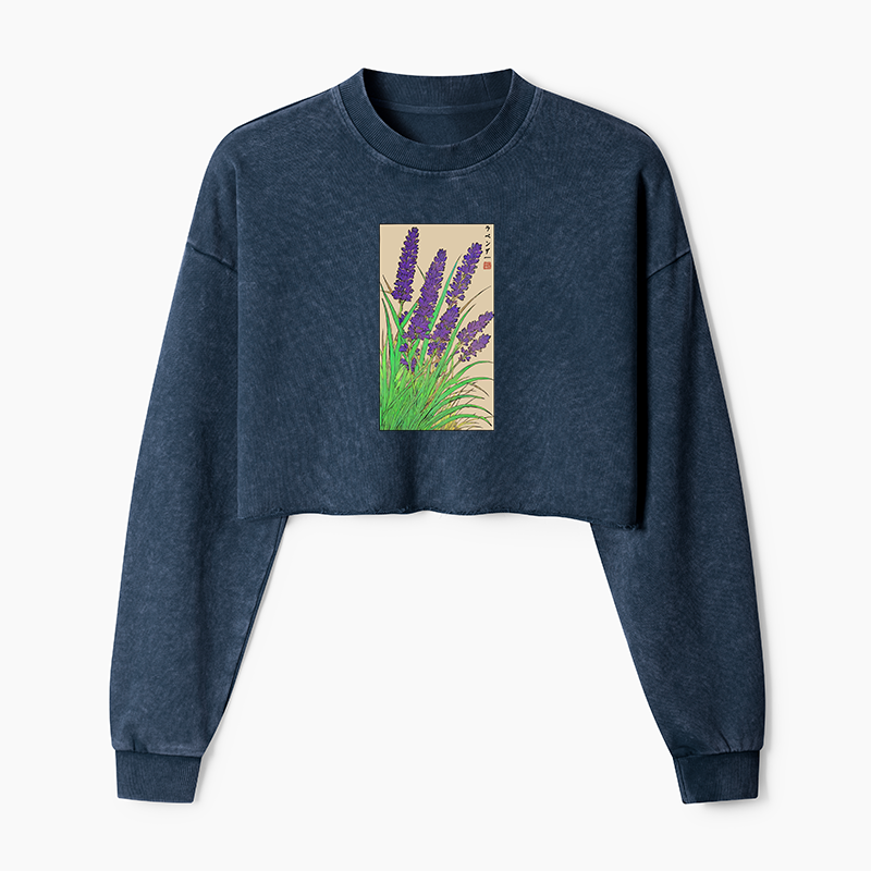 Tokyo-Tiger Japanese Lavender Washed Crop Sweatshirt
