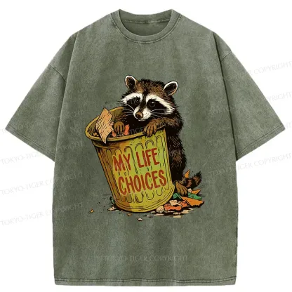 Tokyo-Tiger Raccoon Life Choices Washed T-Shirt