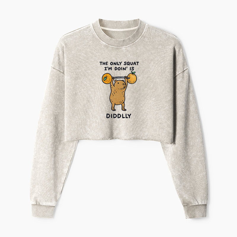 Tokyo-Tiger Diddly Capybara Washed Crop Sweatshirt