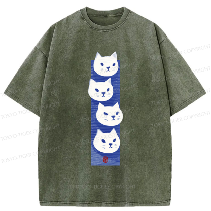 Tokyo-Tiger Four Cats Washed T-Shirt