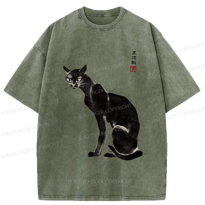 Tokyo-Tiger Retro Skinny Cat Washed T-Shirt