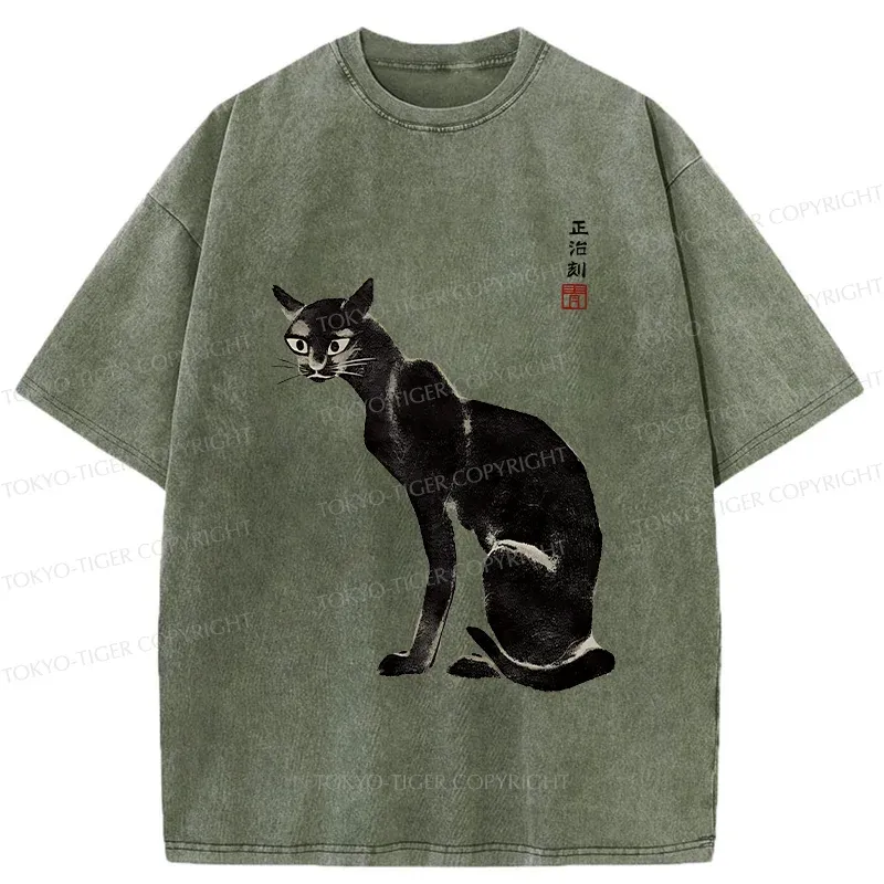 Tokyo-Tiger Retro Skinny Cat Washed T-Shirt