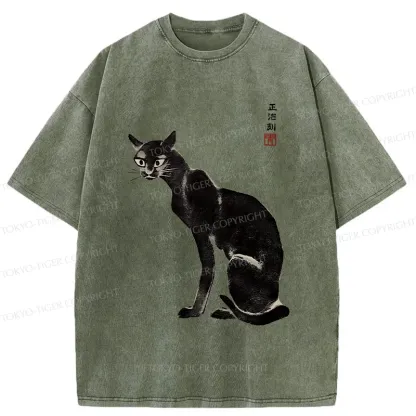 Tokyo-Tiger Retro Skinny Cat Washed T-Shirt