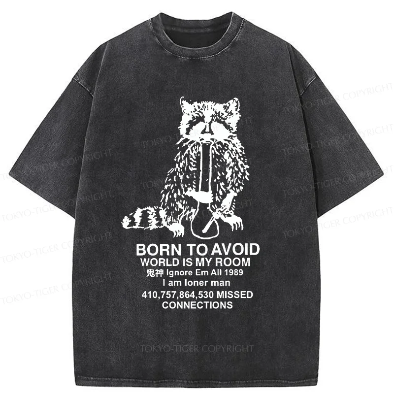 Tokyo-Tiger Raccoon Meme Washed T-Shirt