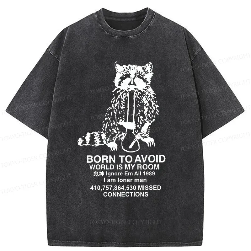 Tokyo-Tiger Raccoon Meme Washed T-Shirt