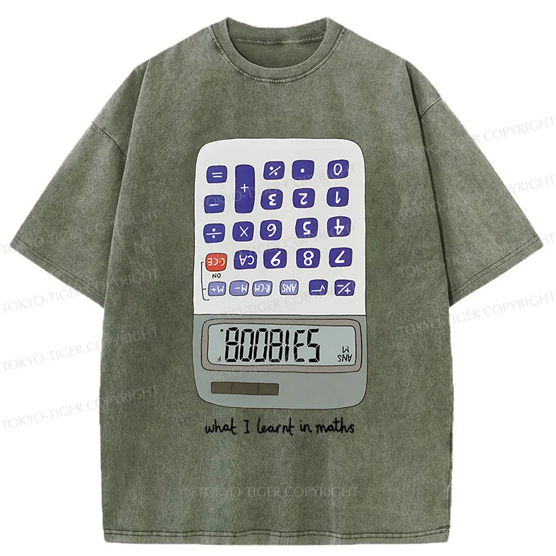 Tokyo-Tiger Calculator Funny Washed T-Shirt