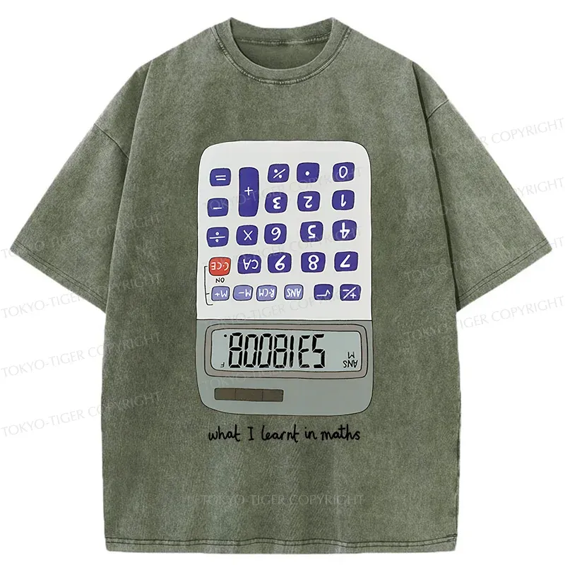 Tokyo-Tiger Calculator Funny Washed T-Shirt