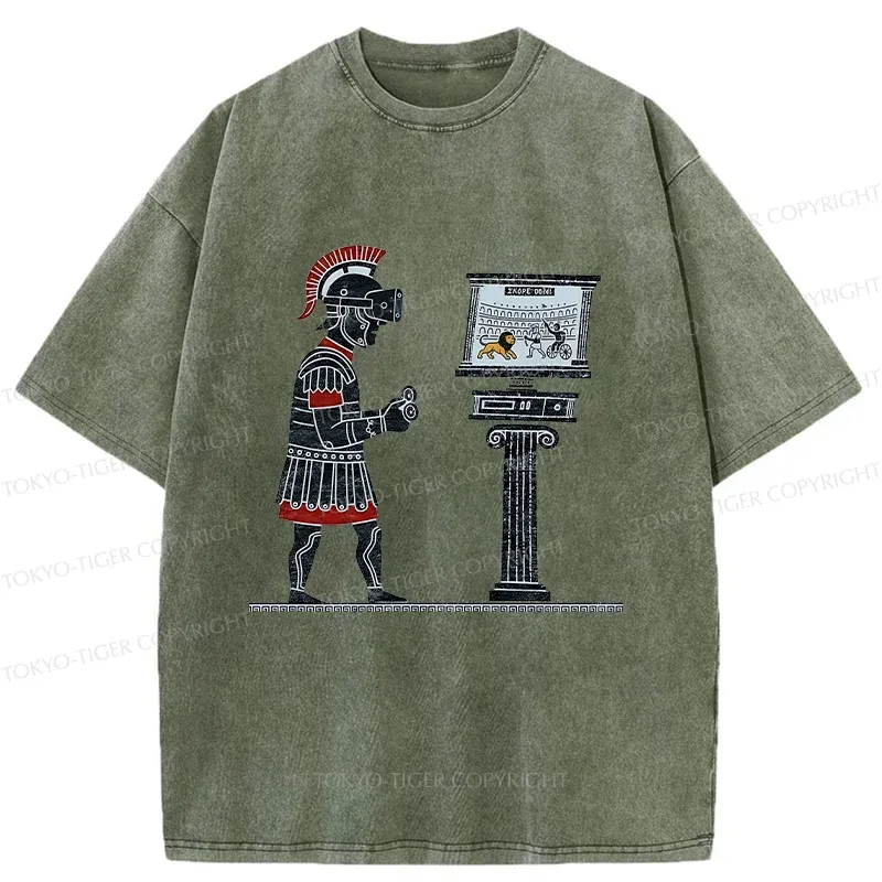 Tokyo-Tiger Gladiators Play PVP Game Washed T-Shirt