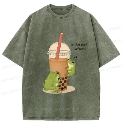 Tokyo-Tiger Frog Looking For Tadpoles Washed T-Shirt