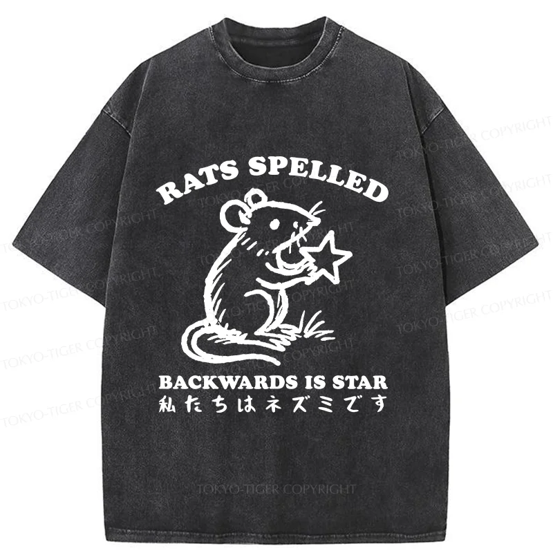 Tokyo-Tiger Funny Rats Washed T-Shirt