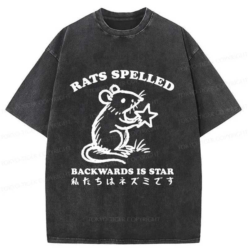Tokyo-Tiger Funny Rats Washed T-Shirt