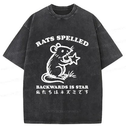Tokyo-Tiger Funny Rats Washed T-Shirt
