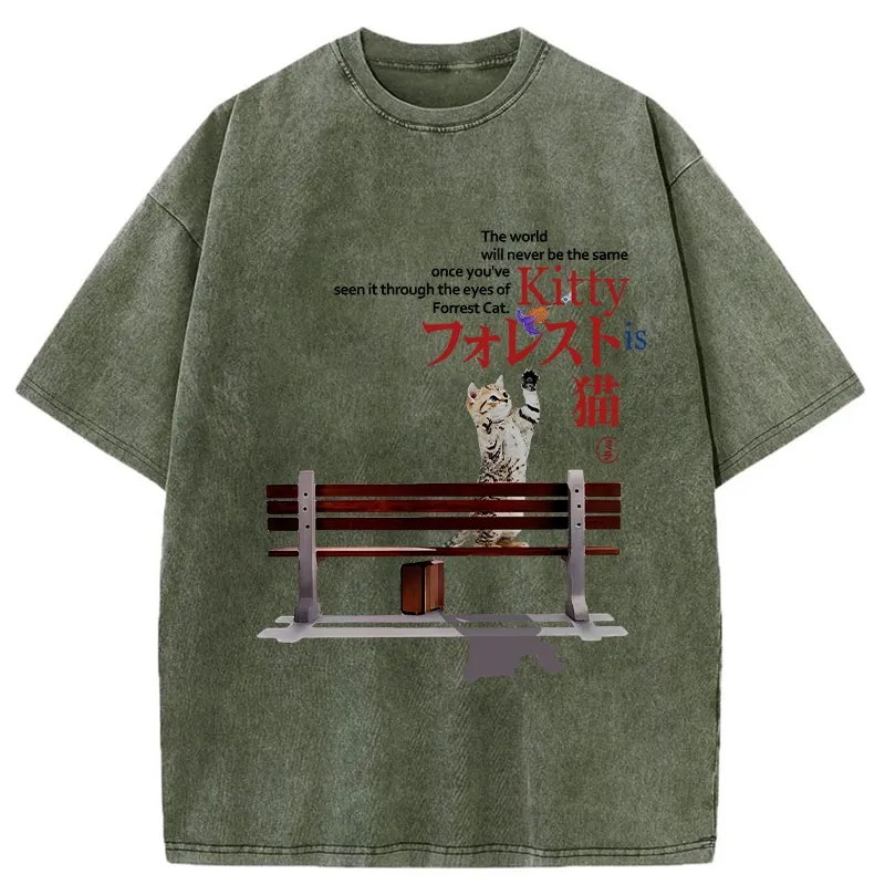 Tokyo-Tiger Forrest Cat's Perspective Washed T-Shirt