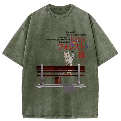 Tokyo-Tiger Forrest Cat's Perspective Washed T-Shirt