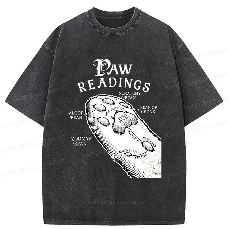Tokyo-Tiger Funny Cat Paws Washed T-Shirt