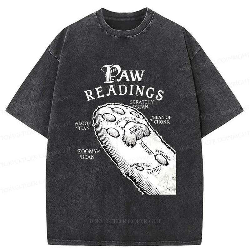 Tokyo-Tiger Funny Cat Paws Washed T-Shirt