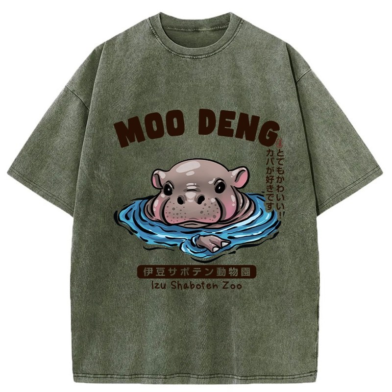 Tokyo-Tiger Relaxed Hot Spring Moo Deng Washed T-Shirt