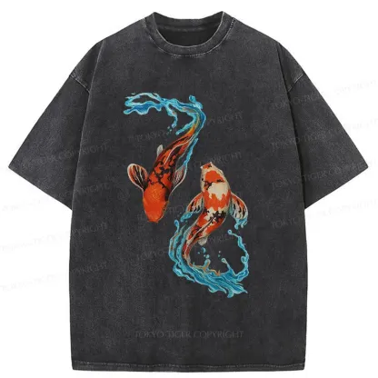 Tokyo-Tiger Red Koi Japanese Washed T-Shirt